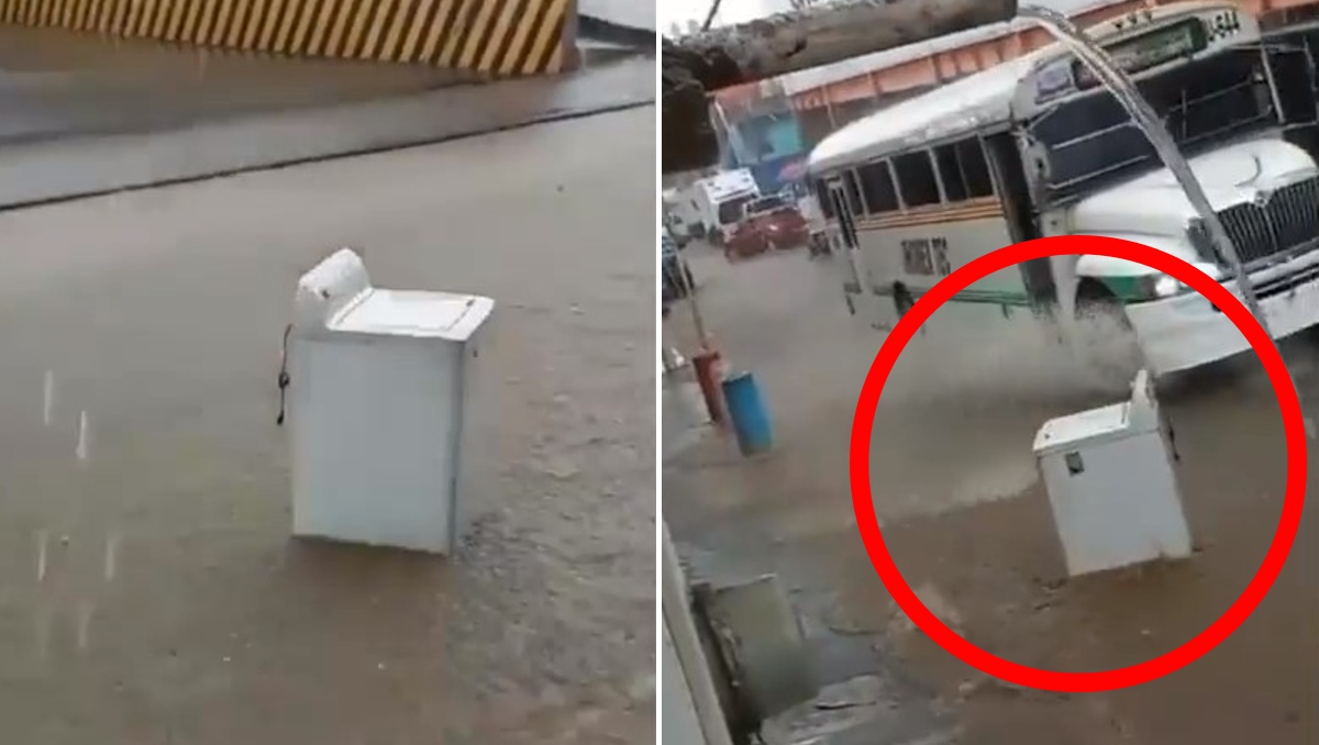 Se viraliza video de lavadora arrastrada por lluvias en Veracruz | Especial