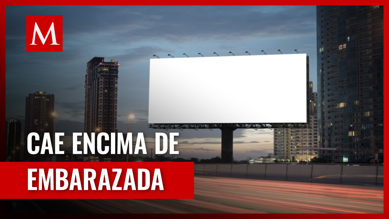 Letrero cae encima de mujer embarazada