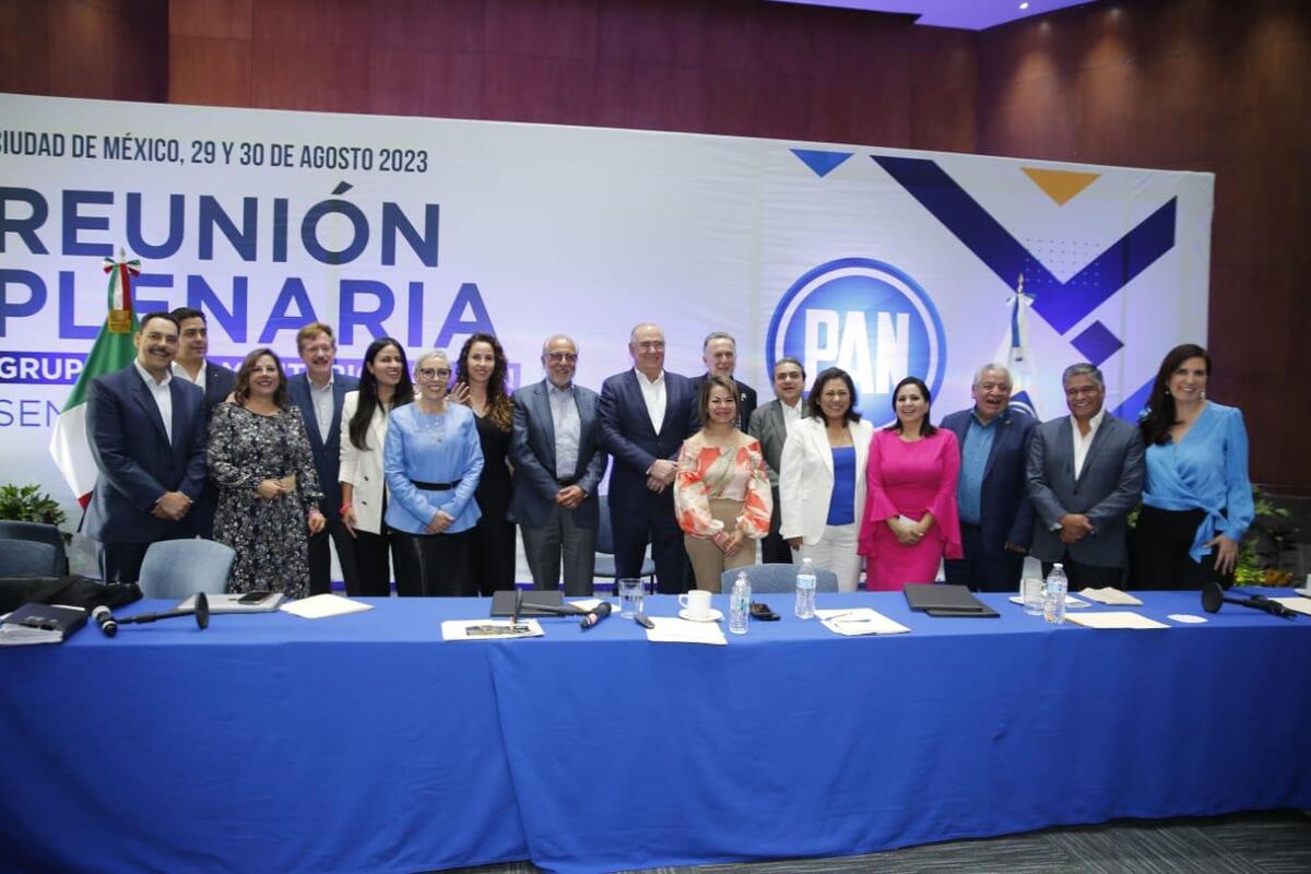 Senadores del PAN en reunión plenaria. (Especial)