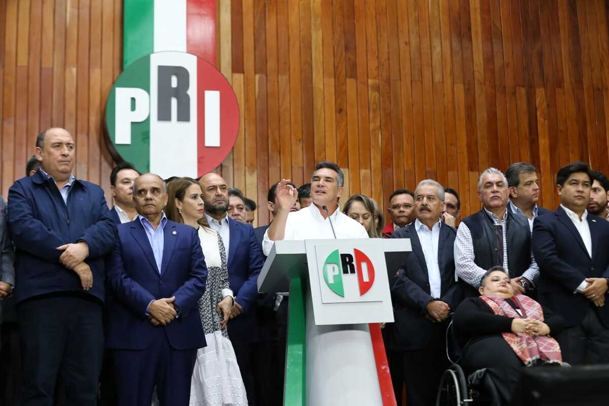 Alejandro Moreno, presidente nacional del PRI, ofreció un mensaje en el auditorio Plutarco Elías Calles.  |  Octavio Hoyos