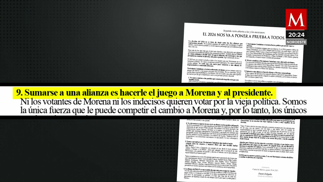 Dante Delgado rechaza alianza de MC con partidos acusados de corrupción y represión