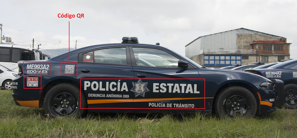 Las patrullas de la policía del Edomex deben contar con los números de 911 y el 089 en su rotulado. | Especial