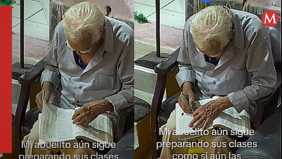 abuelito preparando sus clases