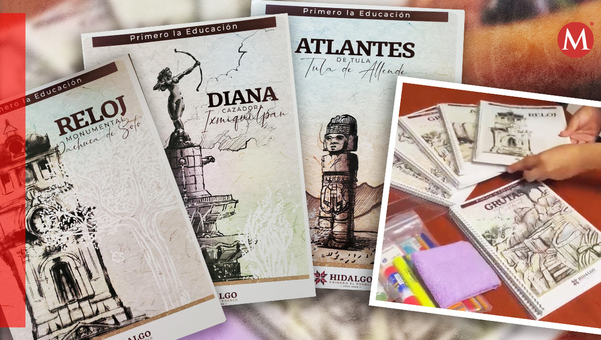 Las libretas muestran entre  monumentos como el Reloj de Pachuca, La Diana Cazadora y los Atlantes de Tula