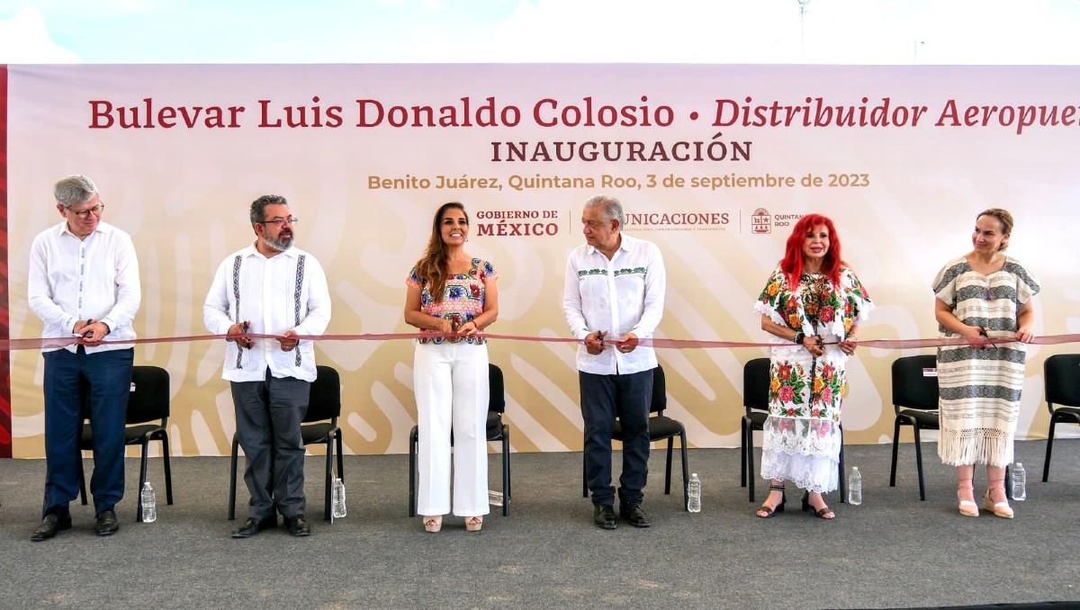 Mara Lezama y AMLO en modernización del bulevar Colosio | Especial