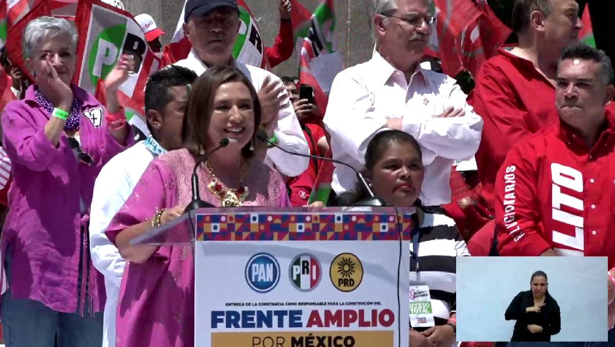 Xóchitl Gálvez durante el discurso en el Ángel de la Independencia | Especial