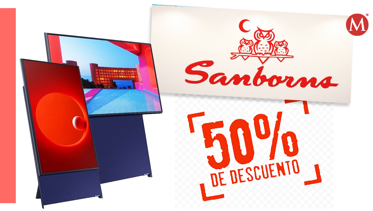 Pantalla Samsung The Sero con descuento en Sanborns. (Diseño: Oscar Ávila)