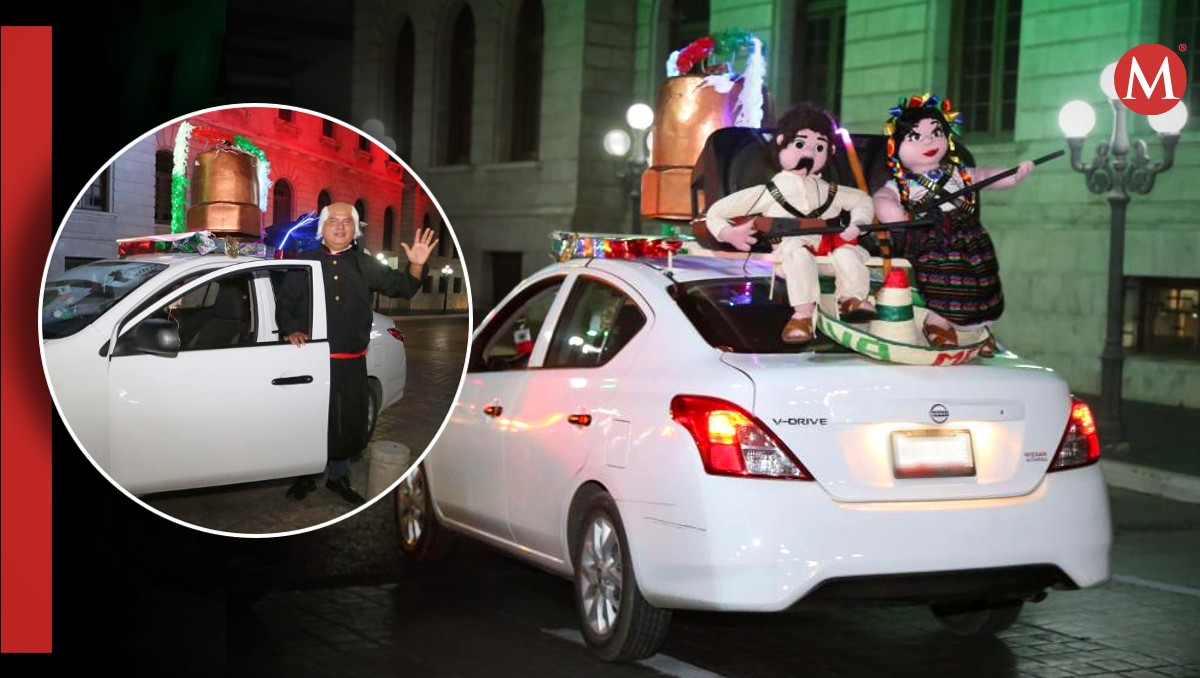 Don 'Goyo', adorna su uber con tematica de fiestas patrias. | Foto: Yazmín Sánchez
