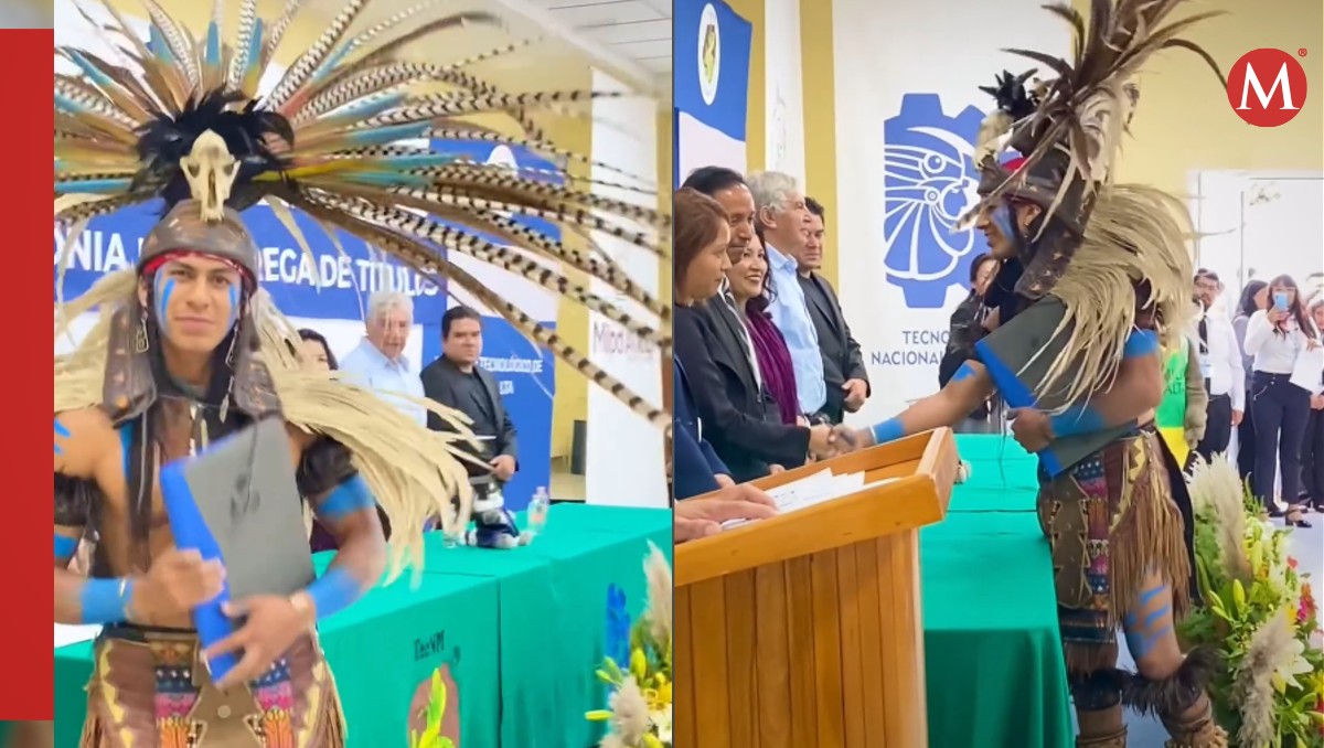 Joven se gradúa en vestimenta indígena | Captura TikTok