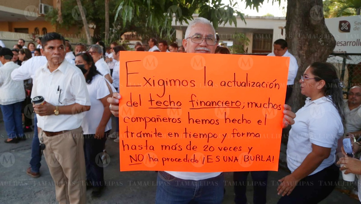 Protesta de maestros en Tamaulipas. (Yazmín Sánchez)