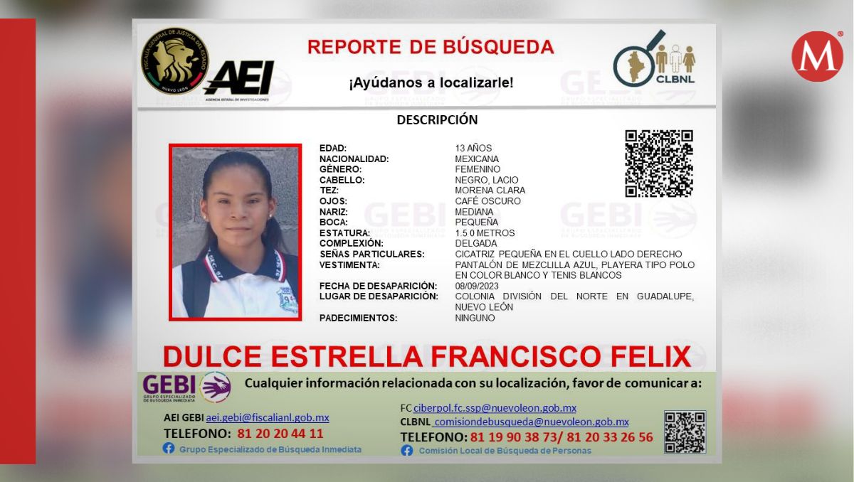 Dulce fue vista por última vez en la colonia División del Norte | Especial