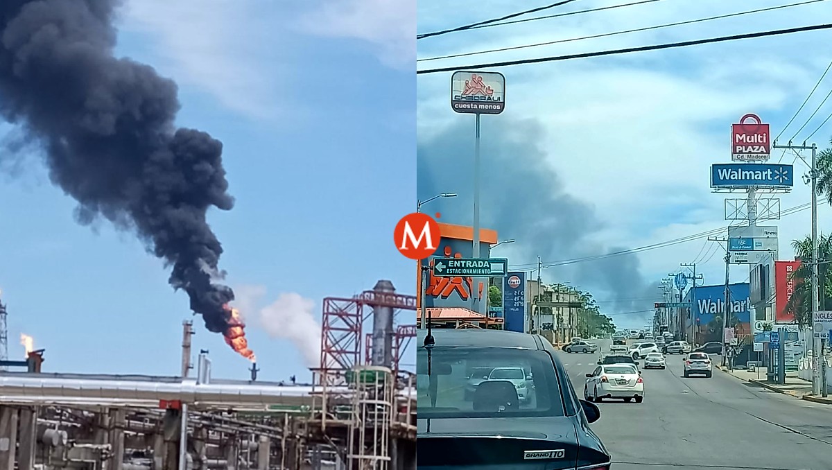 Fumarola en refinería Madero. (Cortesía)