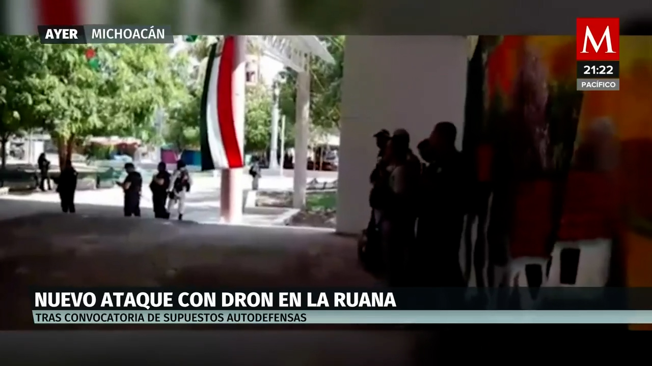 Explosivo lanzamiento de dron en reunión de autoridades de La Ruana, Michoacán