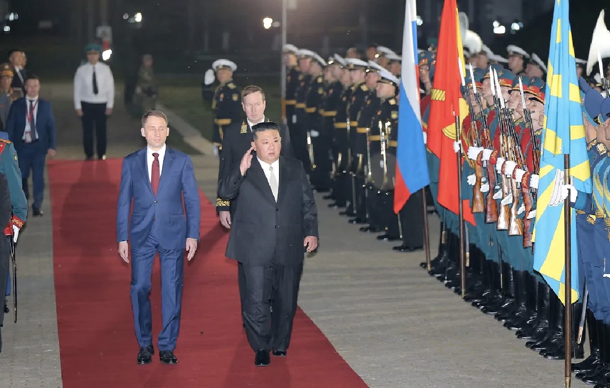 Kim Jon Un llegando al cosmodromo de Vostochni (Reuters)