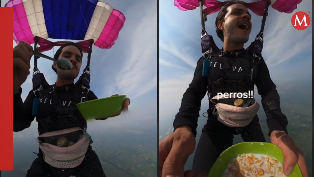Paracaidista come cereal en las alturas | Captura