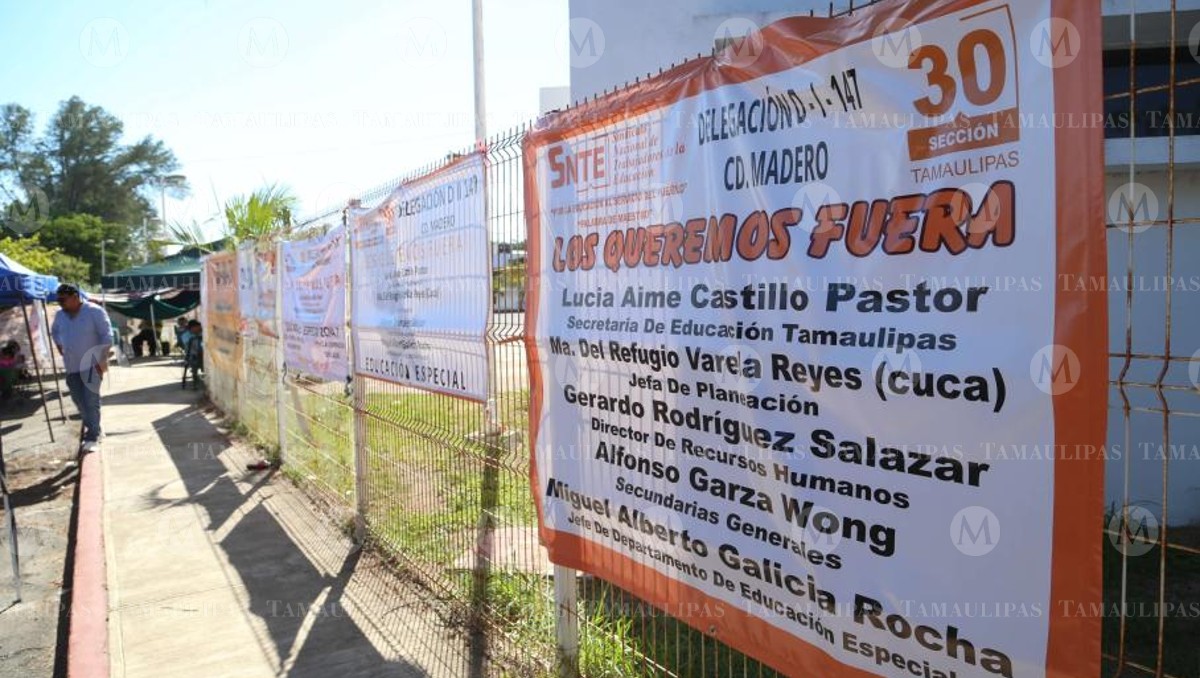 Protesta de maestros en Tamaulipas. (Yazmín Sánchez)