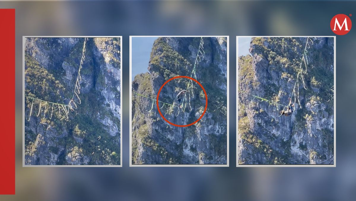 La cuerda por la que cruzó el senderista se ató del pico norte al pico antena | Especial