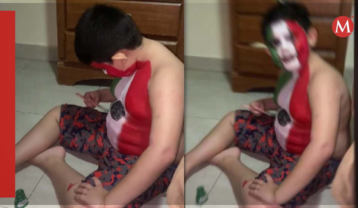 Niño viral se pinta bandera / TikTok