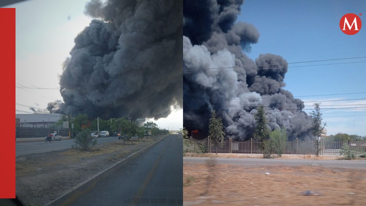 Empresa se incendia en carretera a Colombia en Salinas Victoria.