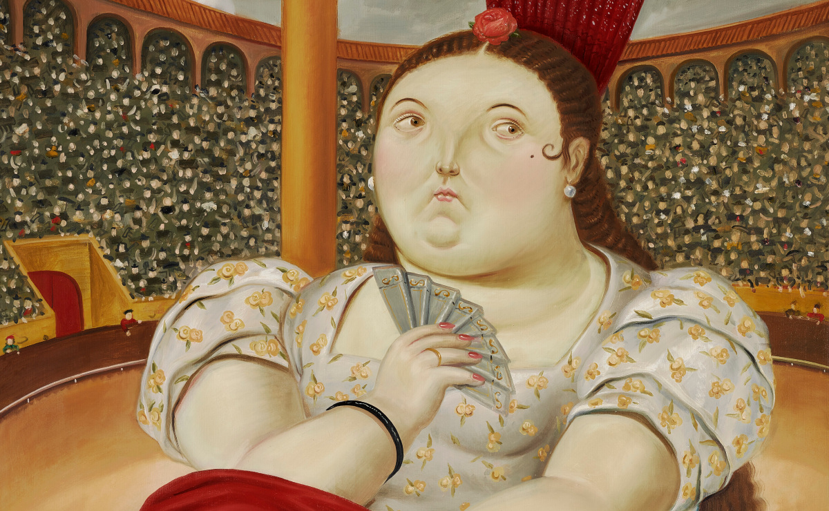 Fragmento de la pintura 'En la Plaza', una de las obras de Botero que serán subastadas el próximo 28 de septiembre. (Cortesía: Christie's)
