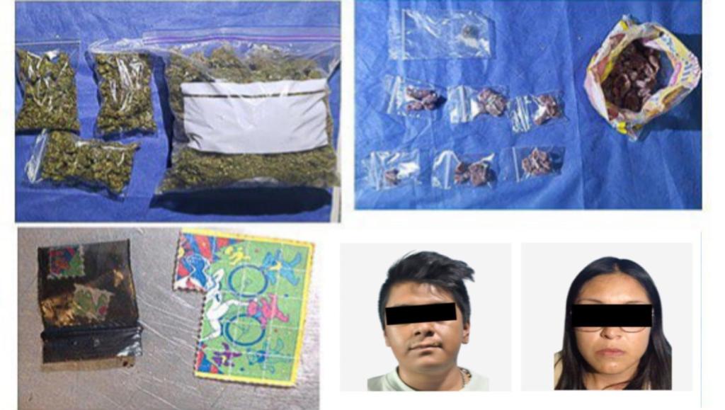 Un hombre y una mujer fueron detenidos con más de 2 mil dosis de sustancias tóxicas.