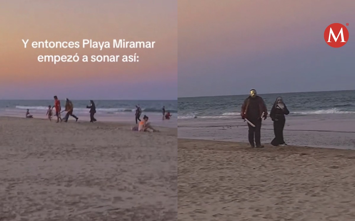 Graban a los personajes de la Monja y Jason en playa Miramar