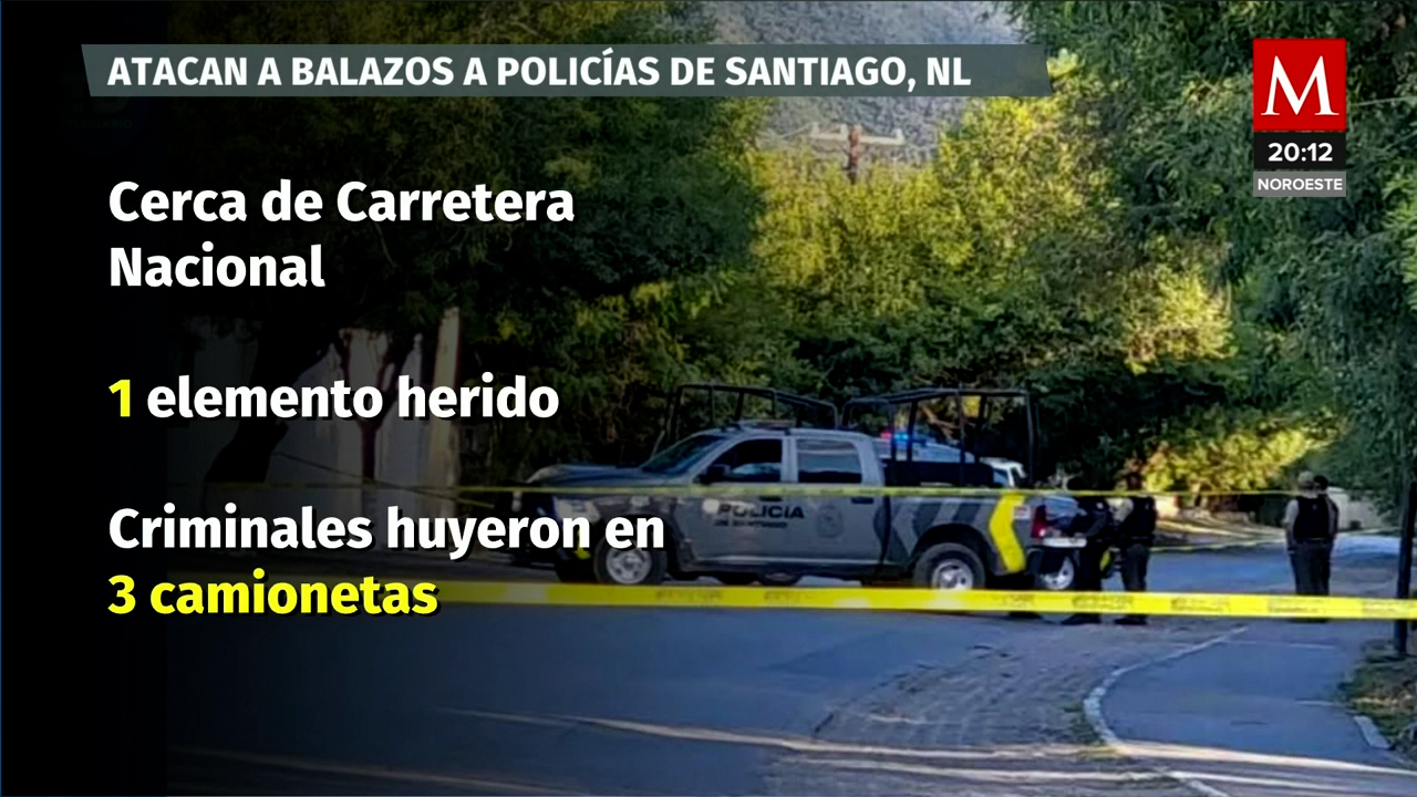 Balacera contra agentes de policía en Santiago, Nuevo León