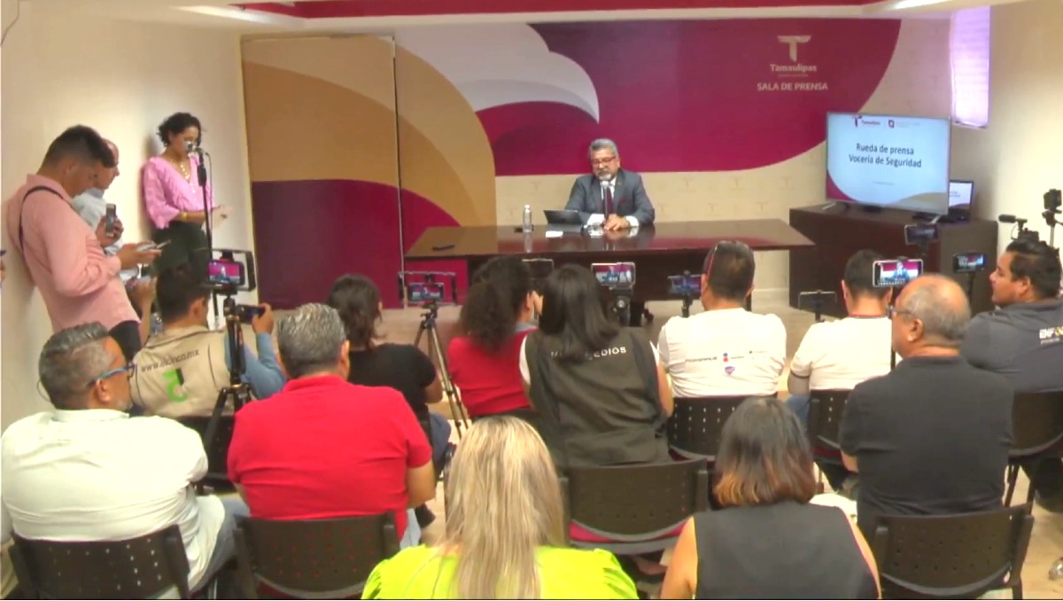 Jorge Cuellar Montoya, vocero de Seguridad en Tamaulipas en conferencia de prensa.