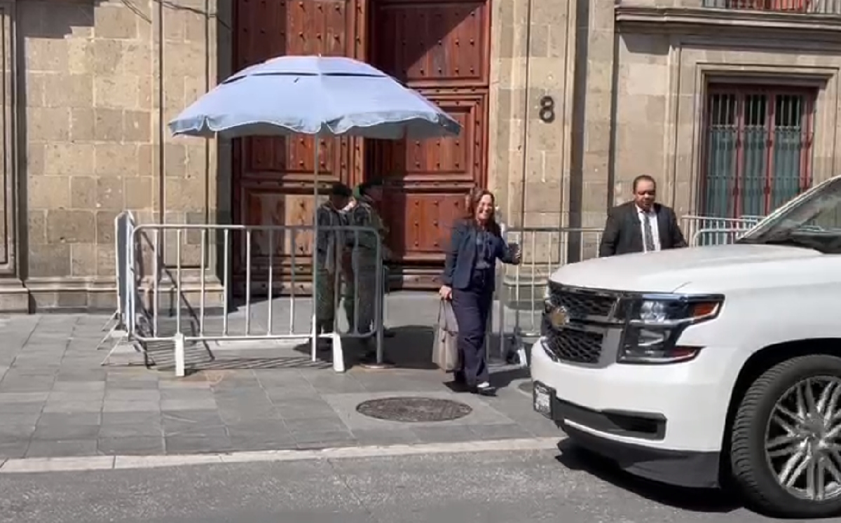 Rocío Nahle a su salida de Palacio Nacional, tras una reunión con el Presidente. | Pedro Domínguez