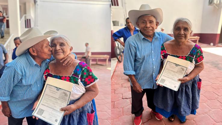 Pareja se casa por el civil tras 65 años.