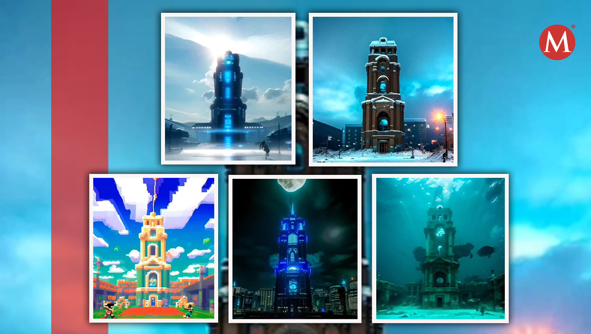 Con diseños que van desde el Polo Norte hasta Minecraft, el alcalde Pachuca posteo diseños del Reloj hechos con Inteligencia Artificial