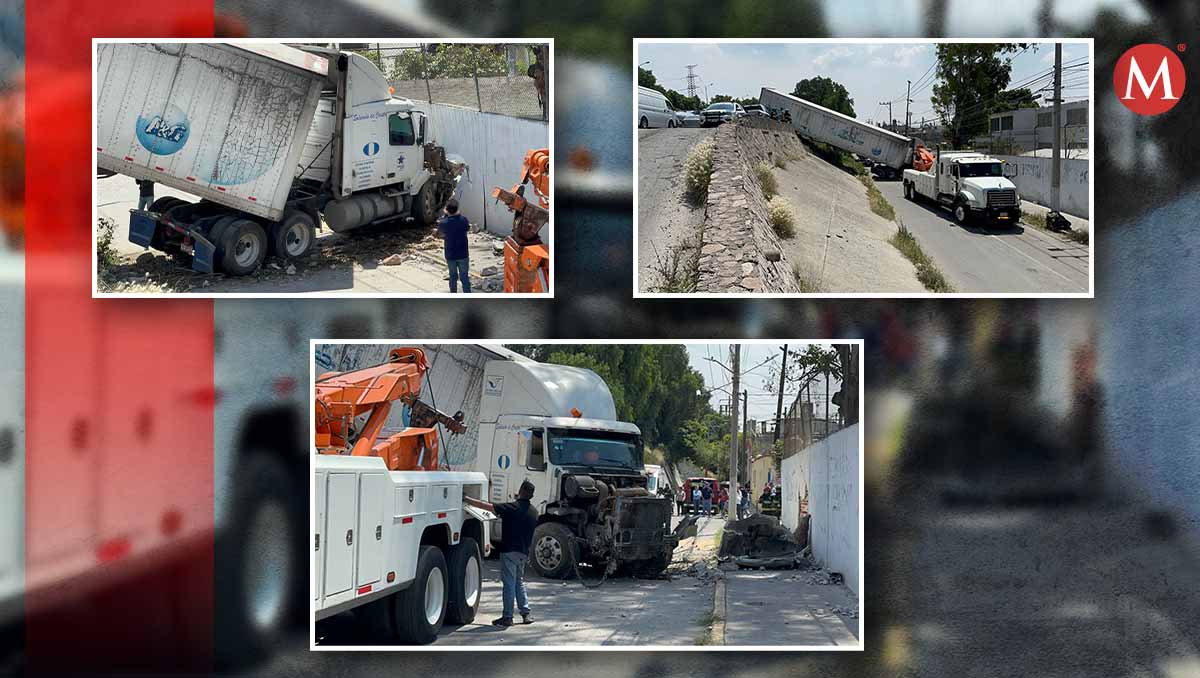 El tráiler impactó contra la barda de una primaria | (Especial)