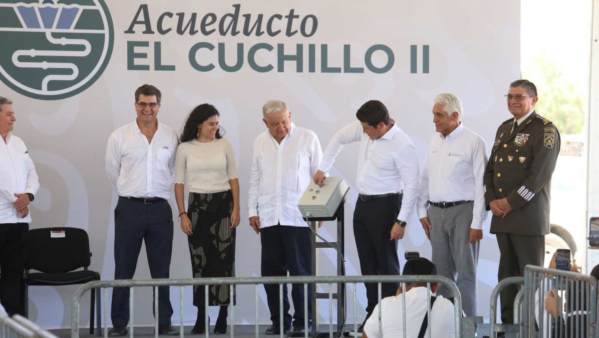 El presidente López Obrador y el gobernador Samuel García inauguran el acueducto El Cuchillo II el 13 de septiembre.FOTOS: R. PALACIOS Y R. ALANÍS