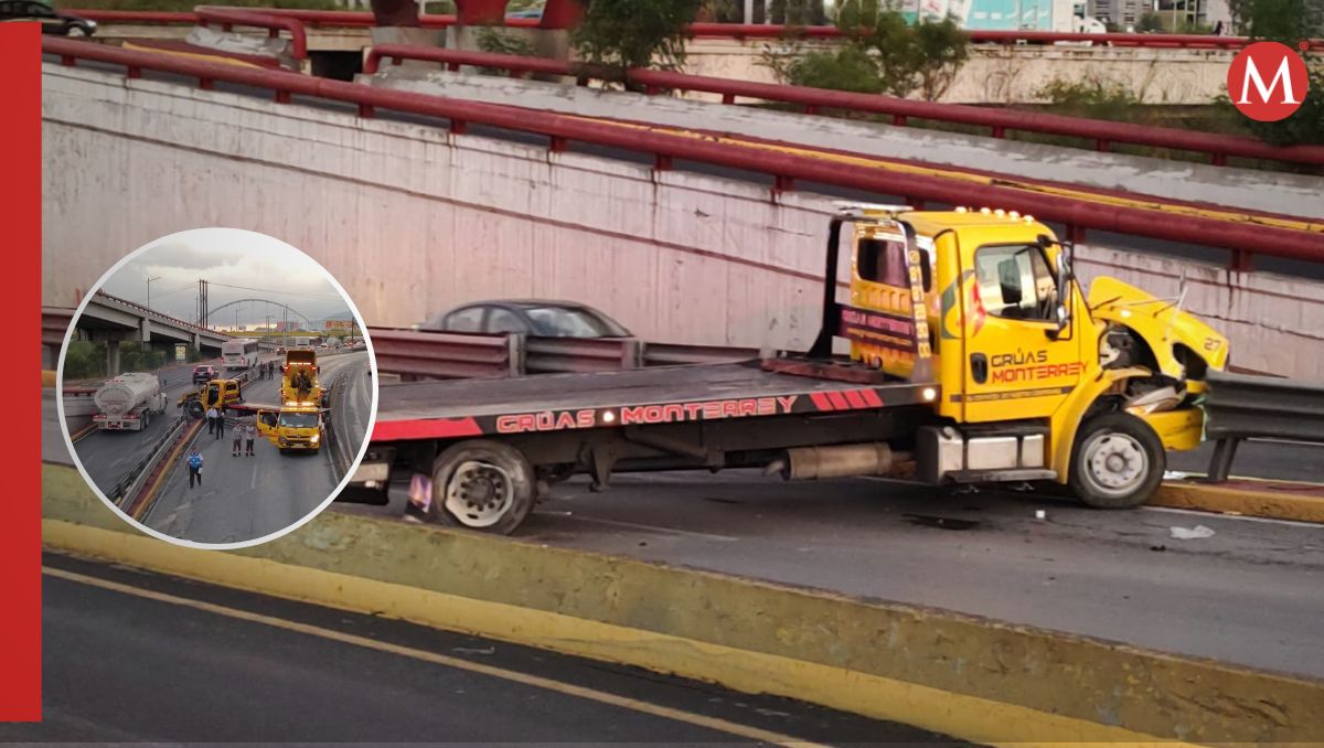 Choca grúa contra muro de contención y colapsa vialidad en avenida Morones Prieto | Agustín Martínez