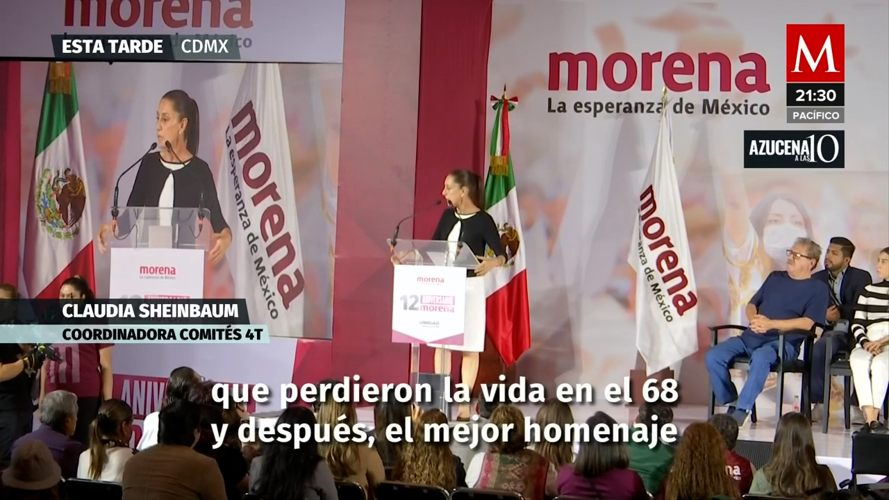 Sheinbaum motiva a los miembros de morena a ganar el 2024 en homenaje al 68