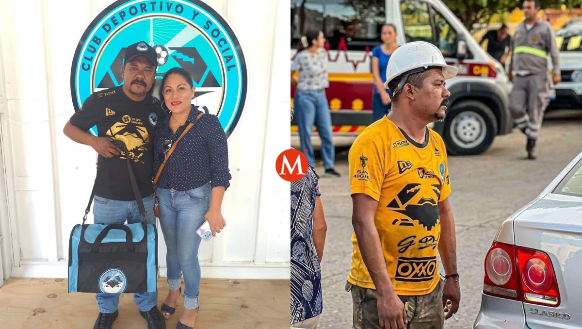 Edgar Martin Díaz Soto, voluntarios tras derrumbe de iglesia de la Santa Cruz. (Especial)