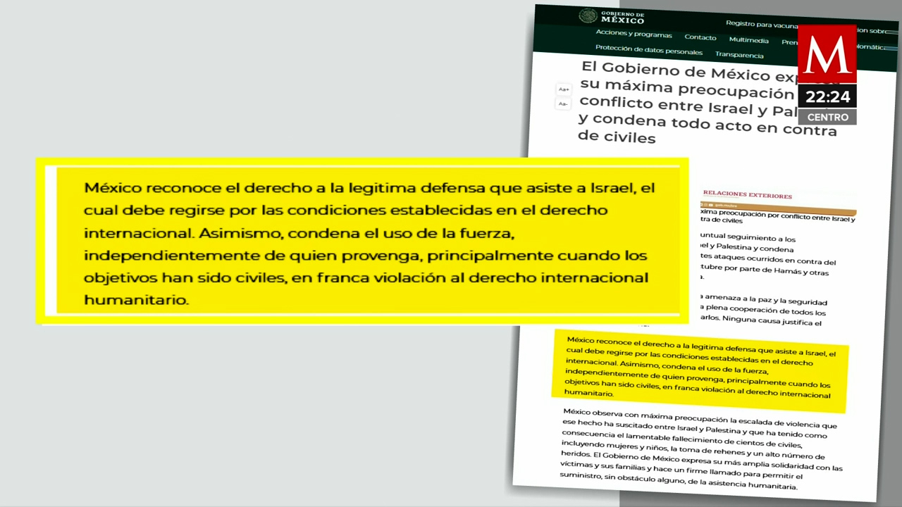 México respalda el derecho a la "legítima defensa de Israel" y llama a reanudar las negociaciones