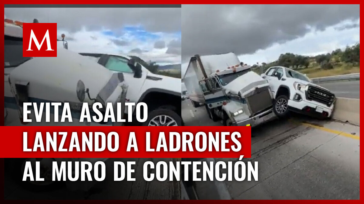 Chofer de tráiler embiste a ladrones contra el muro de contención y evita asalto en Arco Norte