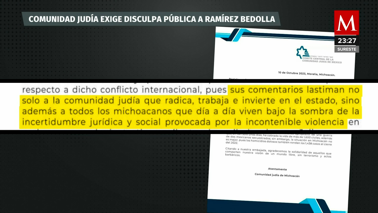 Comunidad Judía de Michoacán exige disculpa pública del gobernador por comentario sobre Israel