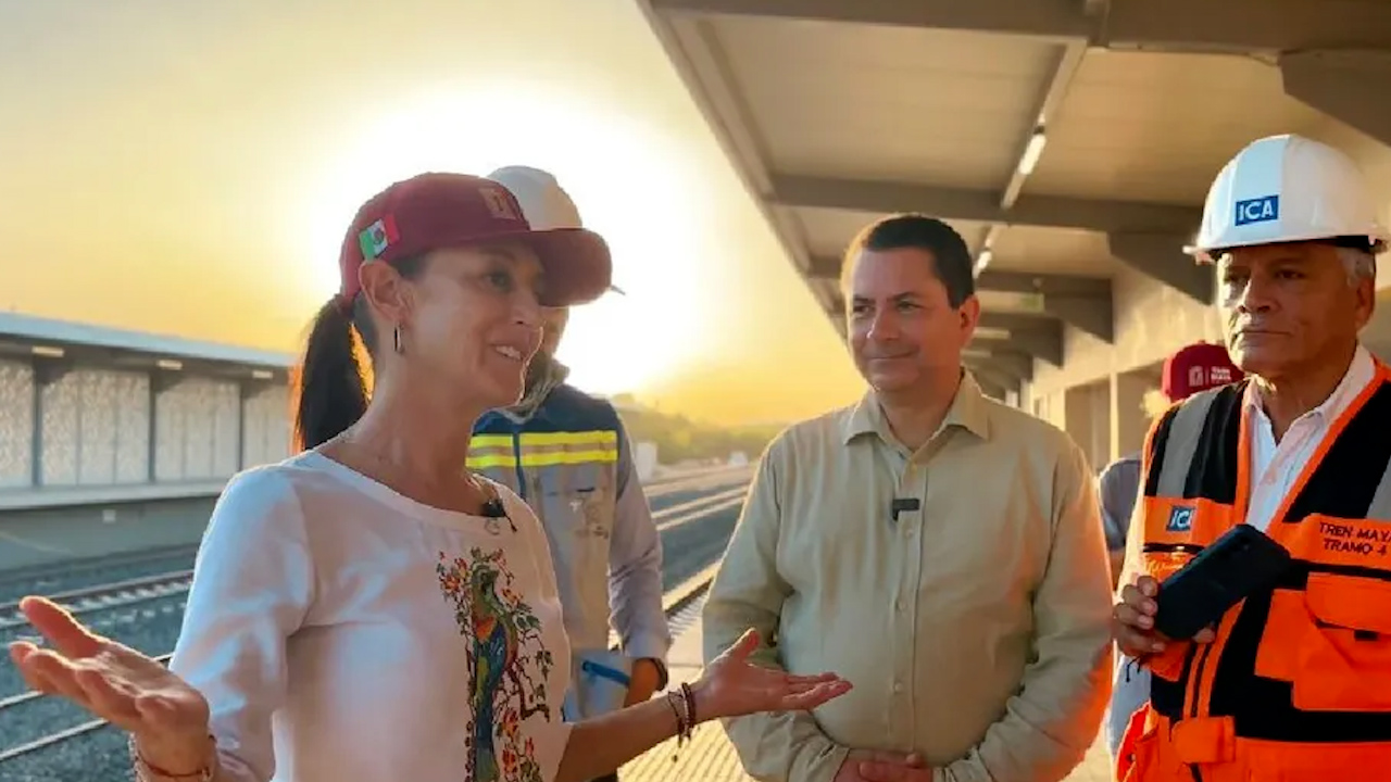 Claudia Sheinbaum visita obra de Tren Maya en Yucatán; “un símbolo del renacimiento de México”