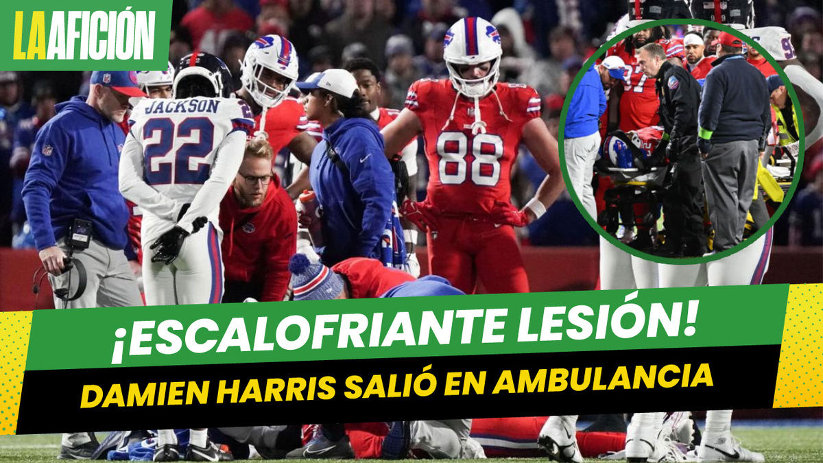 Damien Harris sale en ambulancia en partido Giants vs Bills