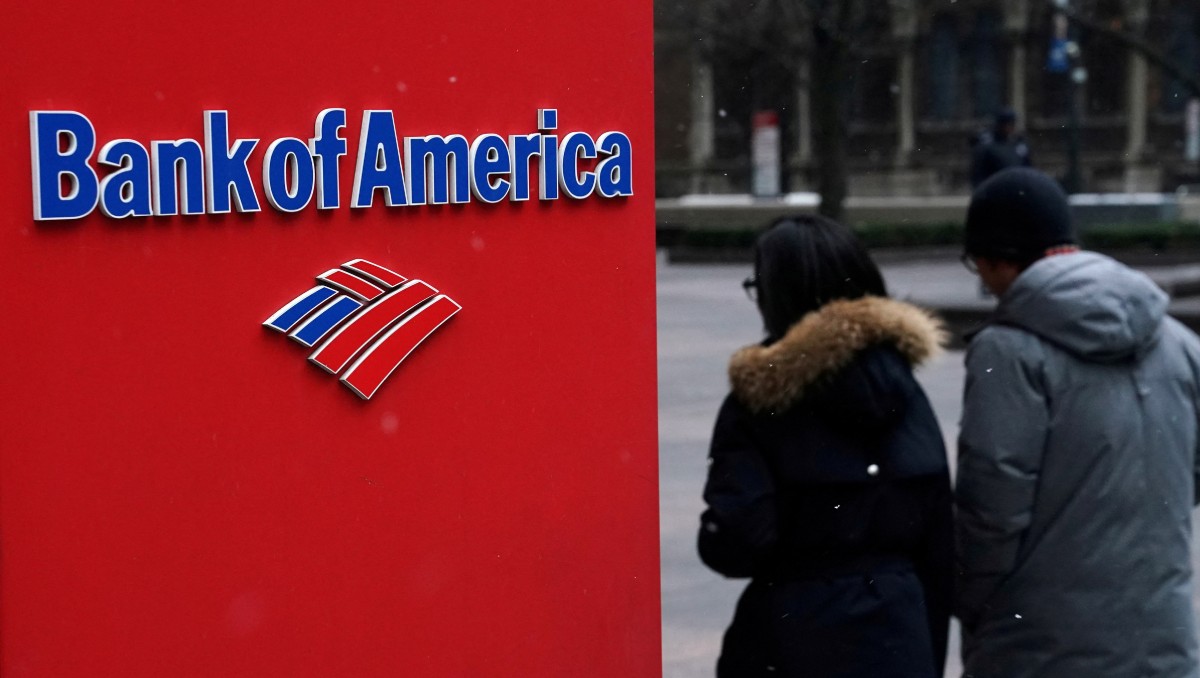 Logo de Bank of America, en el distrito de Manhattan de la ciudad de Nueva York, EU. Enero, 2019. Foto: (Reuters)