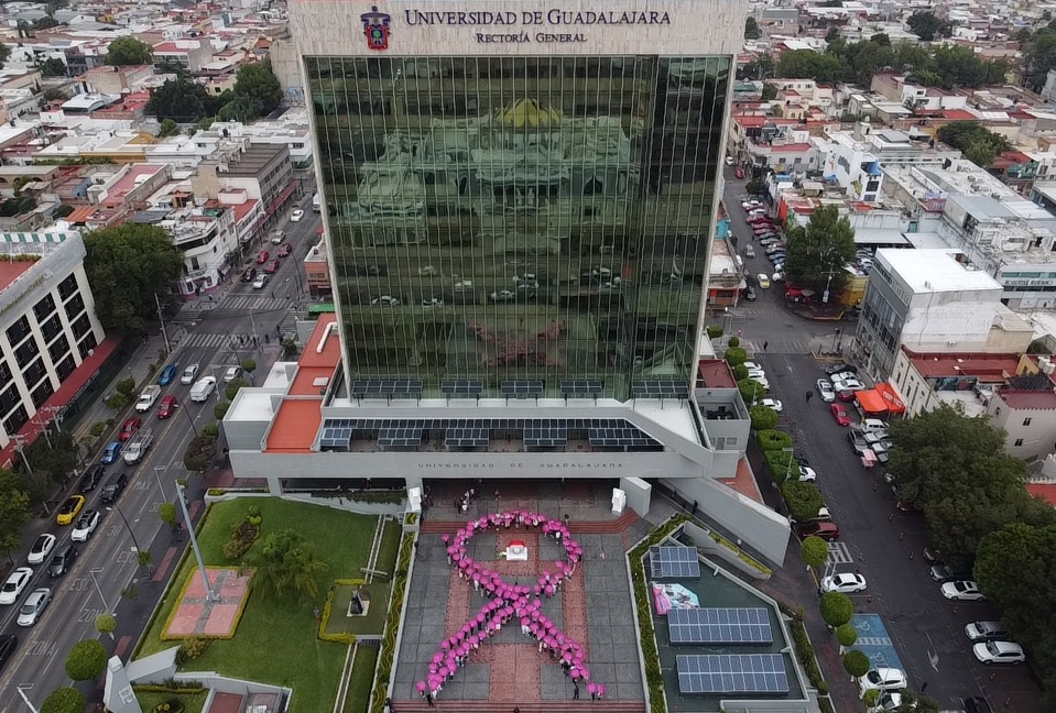 Listón humano vs cáncer de mama. (Cortesía)