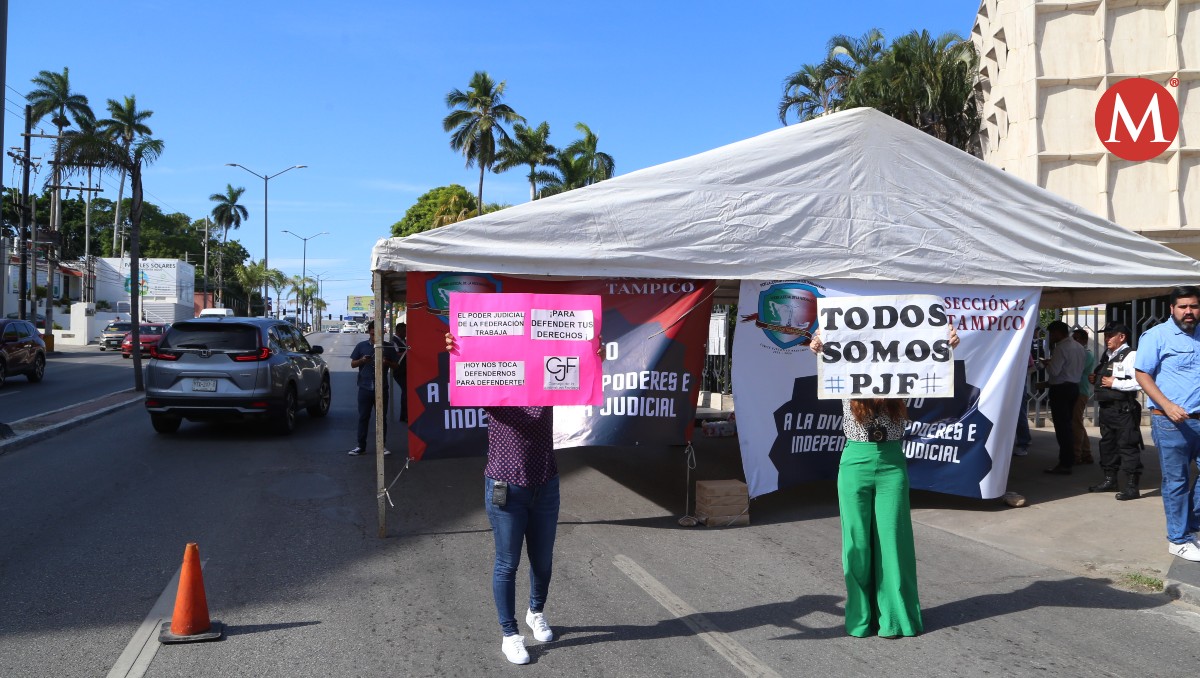 Protesta Poder Judicial de Tampico. (Yazmín Sánchez)