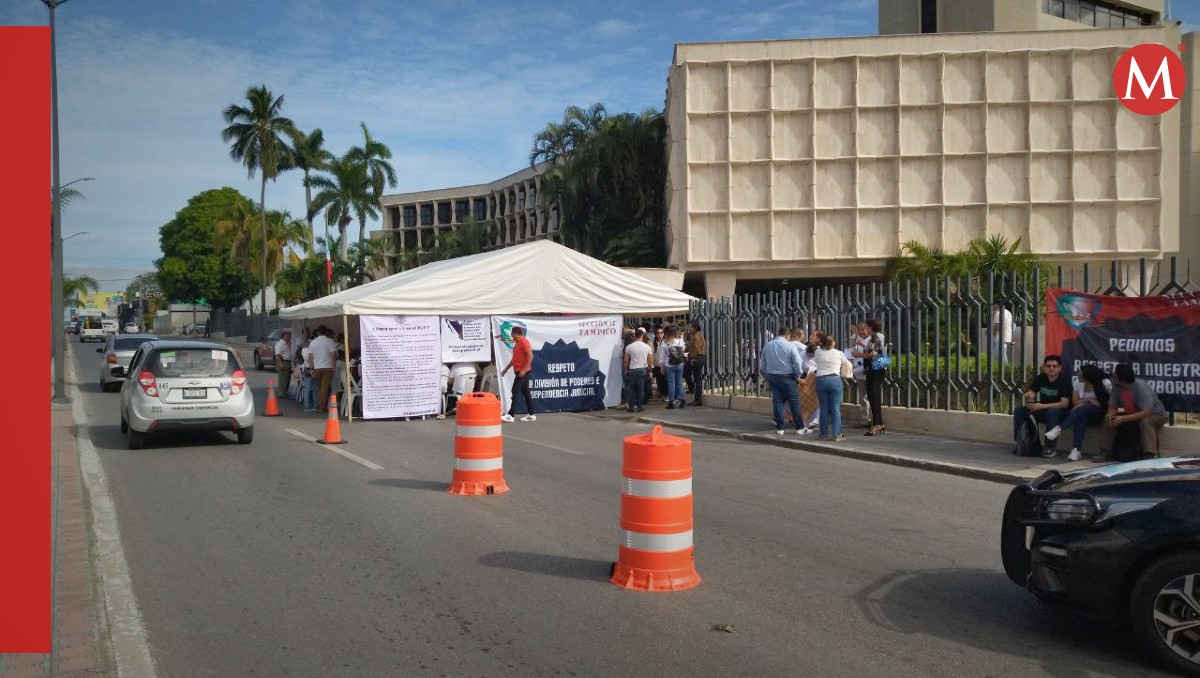 Protesta de trabajadores de Juzgados Federales en Tamaulipas. (Salma Navarro)
