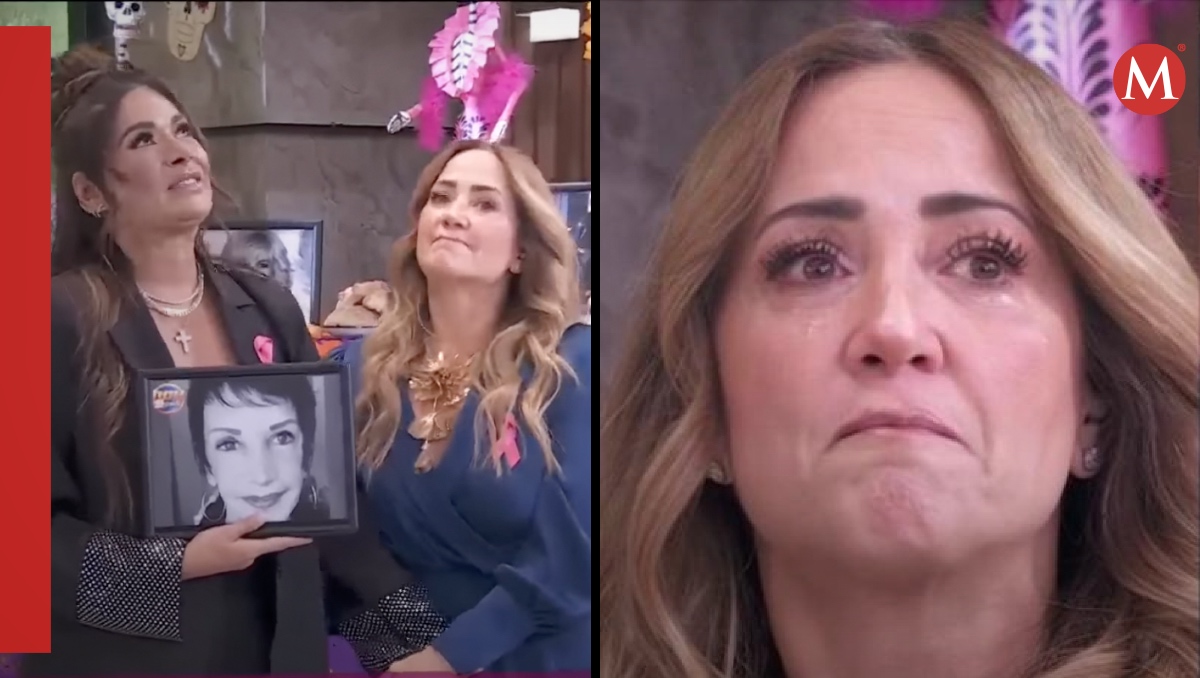 Andrea Legarreta llora al poner en la ofrenda de muertos la foto de su mamá | ESPECIAL
