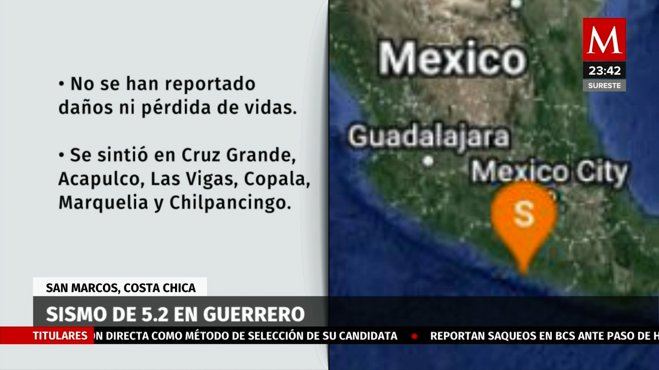 San Marcos, Guerrero, sacudido por un sismo de magnitud 5.2