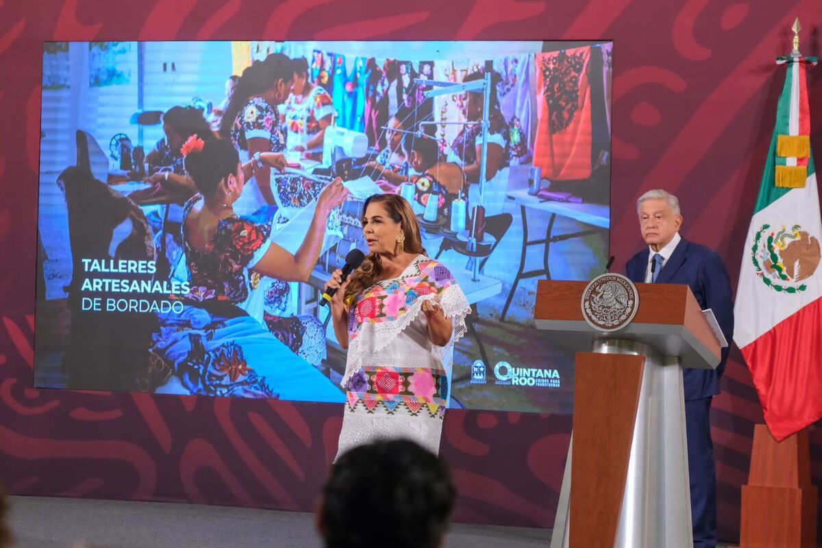 Mara Lezama en conferencia mañanera de AMLO. (Especial)
