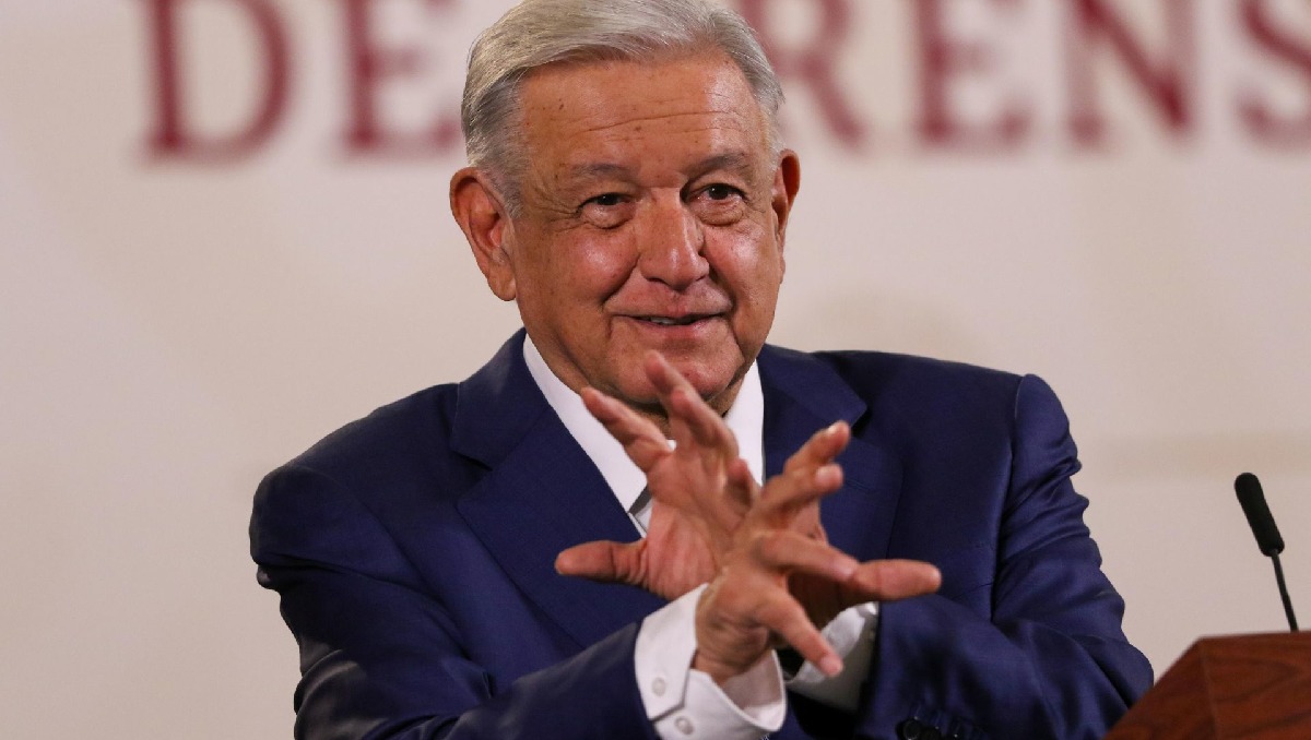 El presidente López Obrador en Palacio Nacional para su conferencia de hoy. | Cuartoscuro