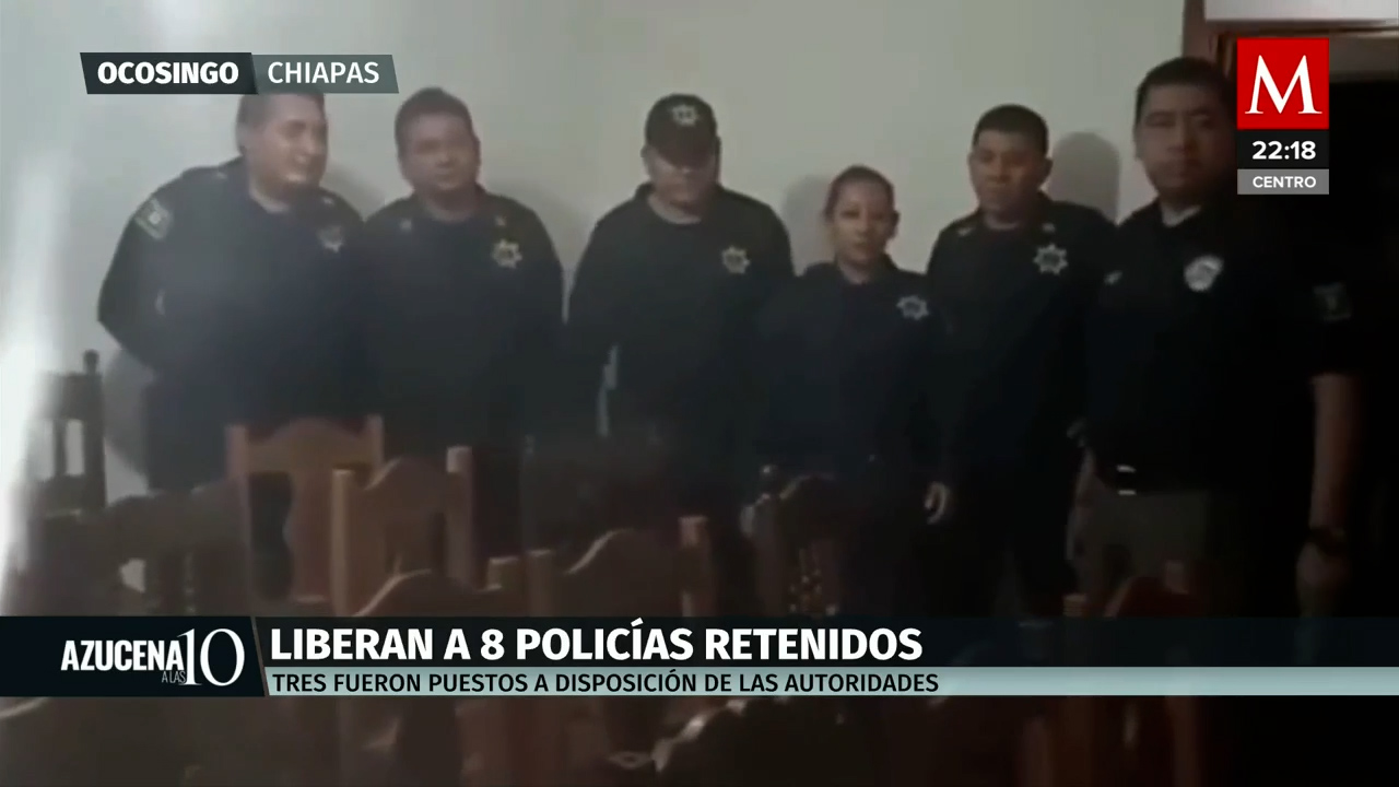 Liberación de 8 policías en frontera Corozal, Chiapas